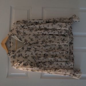 Cream Floral Peplum Blouse | Women's S